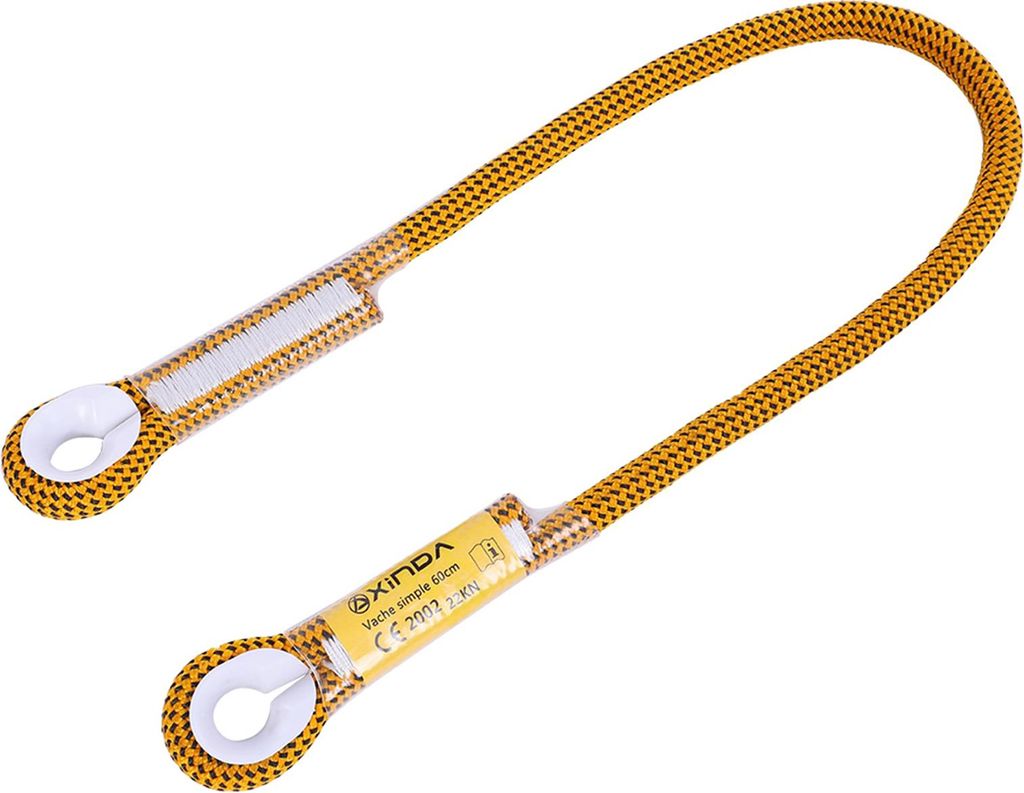 60/120/150cm Outdoor Survival Klettern Sicherheitsseil mit Ringlager (Gelb 60cm)