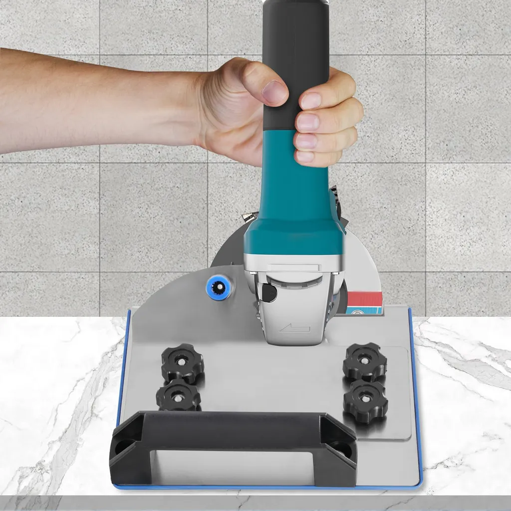 Support de tronçonnage pour meuleuse d'angle avec socle stable argenté