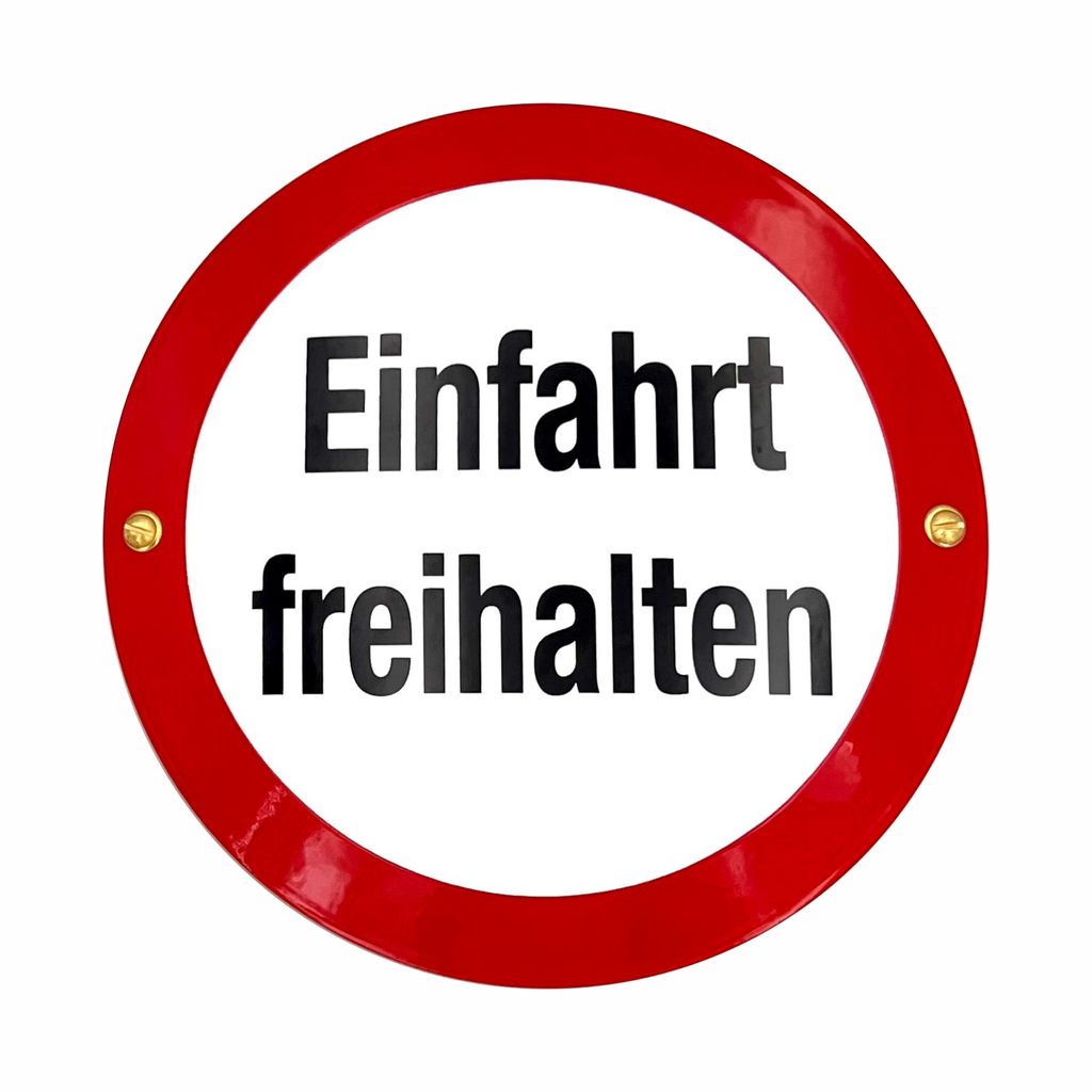 Einfahrt Freihalten Schild - 20 cm - Keramik Emaille - Emailschild - Parken Verboten
