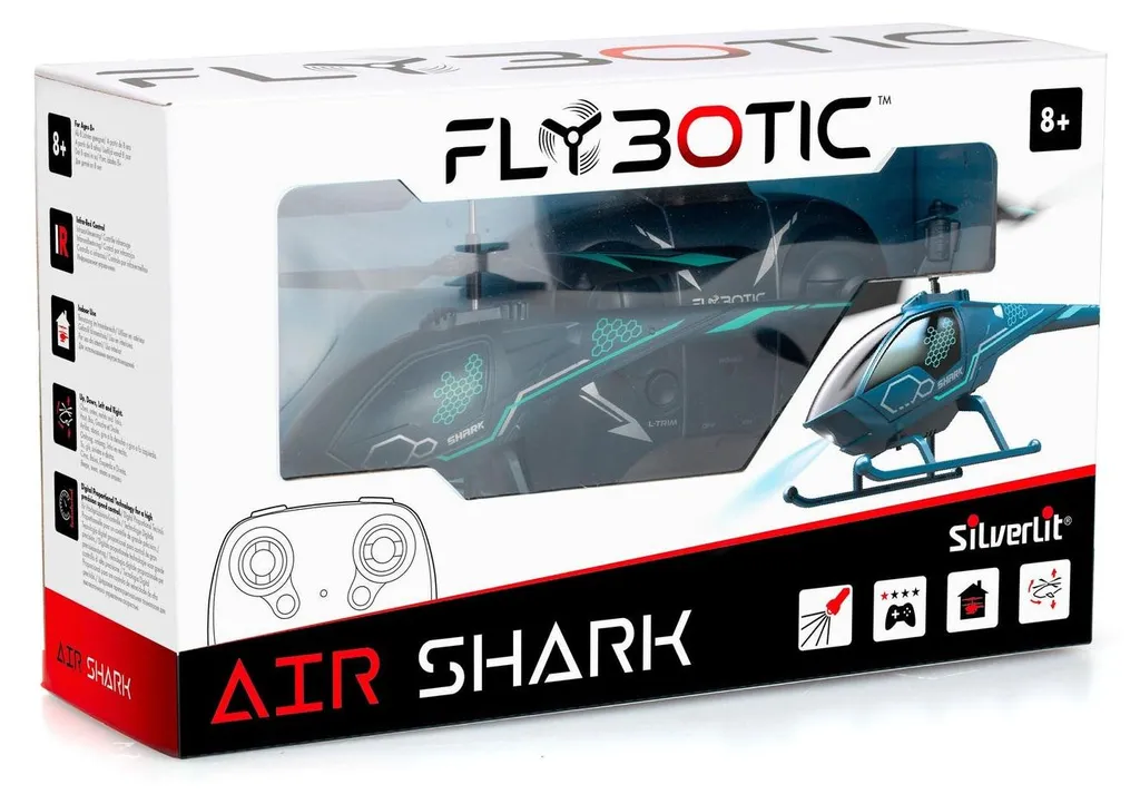 Hélicoptère radiocommandé Air Shark - Modèle Silver Edition avec Gyro