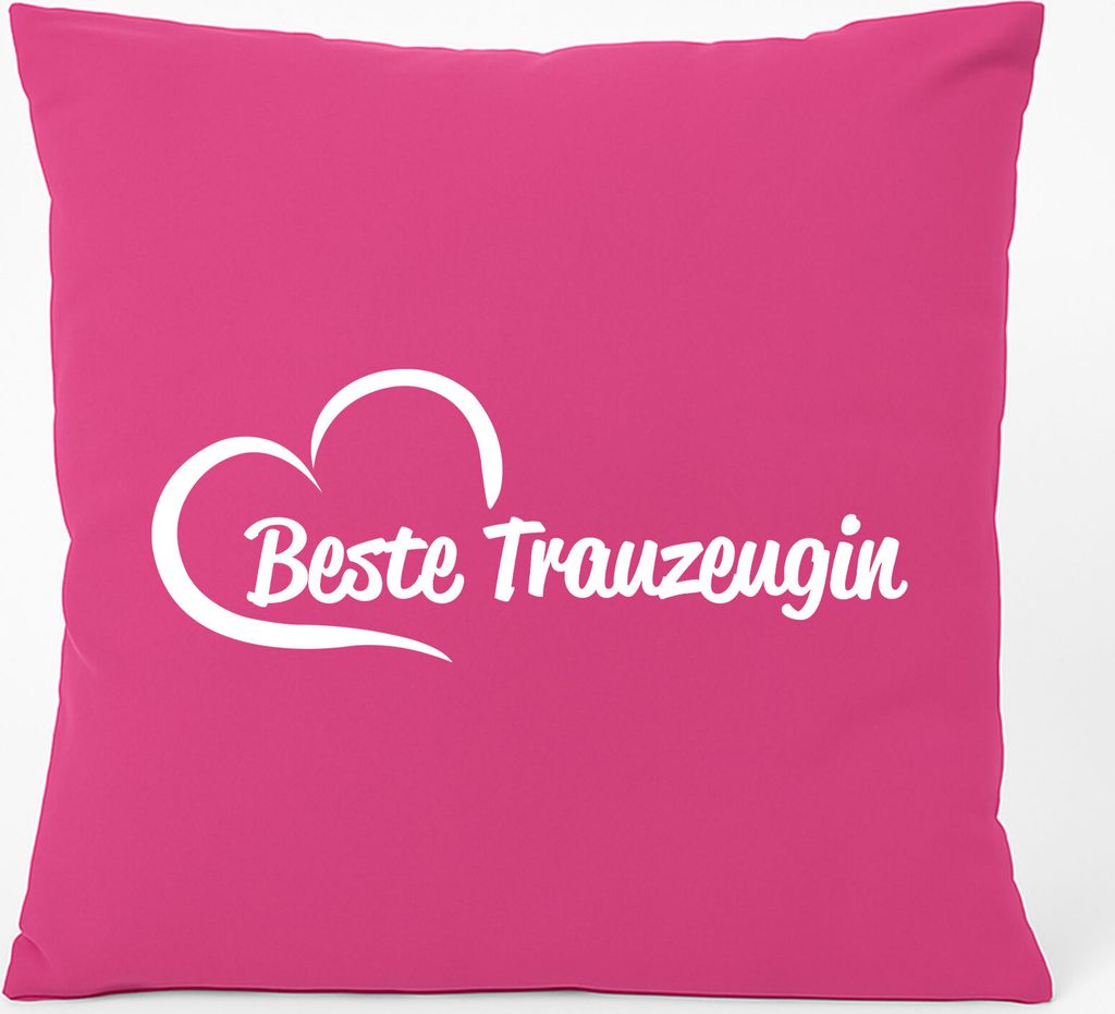 Huuraa Kissen Beste Trauzeugin Herz 40x40cm mit Füllung Fuchsia Baumwolle Dekokissen Geschenkidee