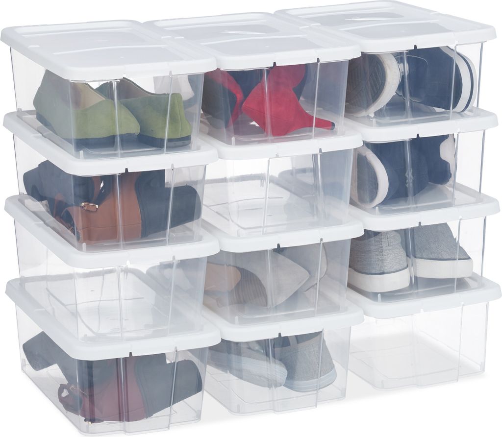 24 contenitori per scarpe in plastica, impilabili, Immagine del prodotto 