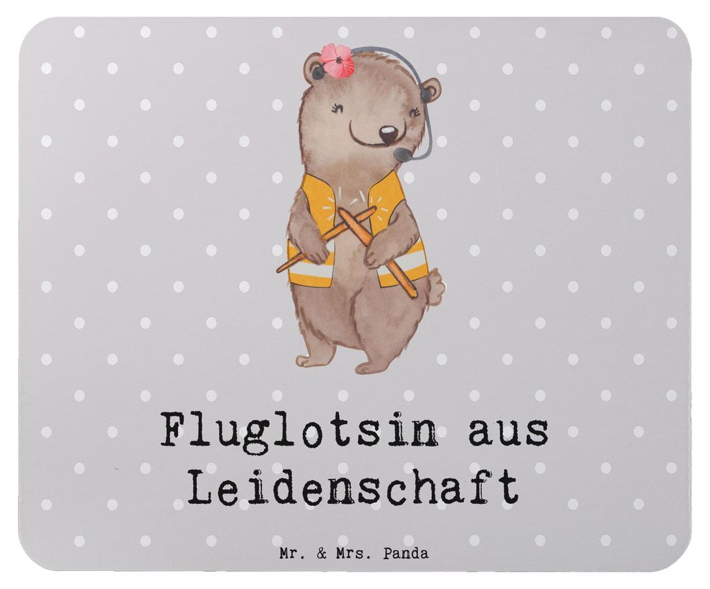 Mr. & Mrs. Panda Mousepad Fluglotsin Leidenschaft - Grau Pastell - Geschenk, Lustig, Mouse Pad, Ausbildung, pc mausunterlage, Mauspad, Beruf, lapto...