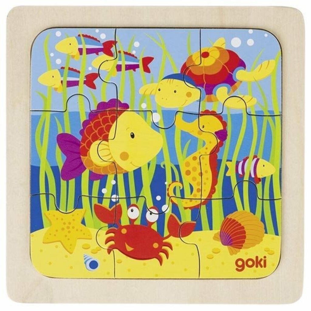 GOKI Drewniane puzzle podwodne 9 elementów Zdjęcie produktu 