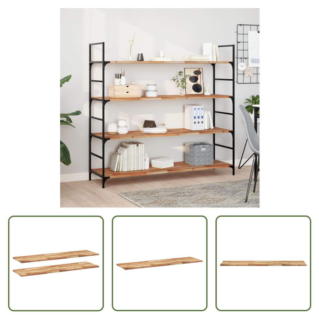 The Living Store Schweberegale 2 Stk. 120x40x2 cm Massivholz Akazie Ölbehandelt