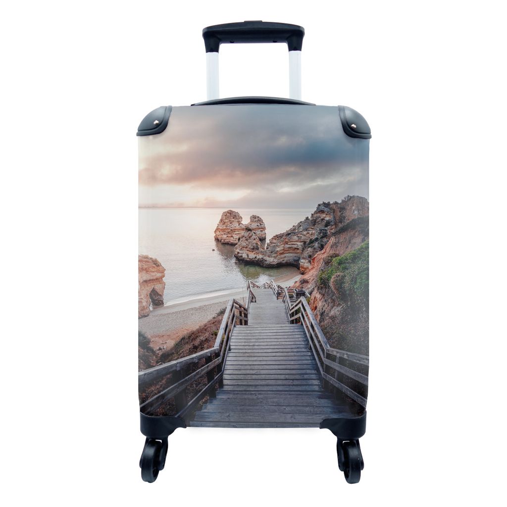 MuchoWow Koffer Handgepäck Trolley Rollkoffer Kleine Reisekoffer mit 4 Rollen - Sonnenaufgang an der Algarve - Cabin Size < 55x40x23 cm & 55x40x...