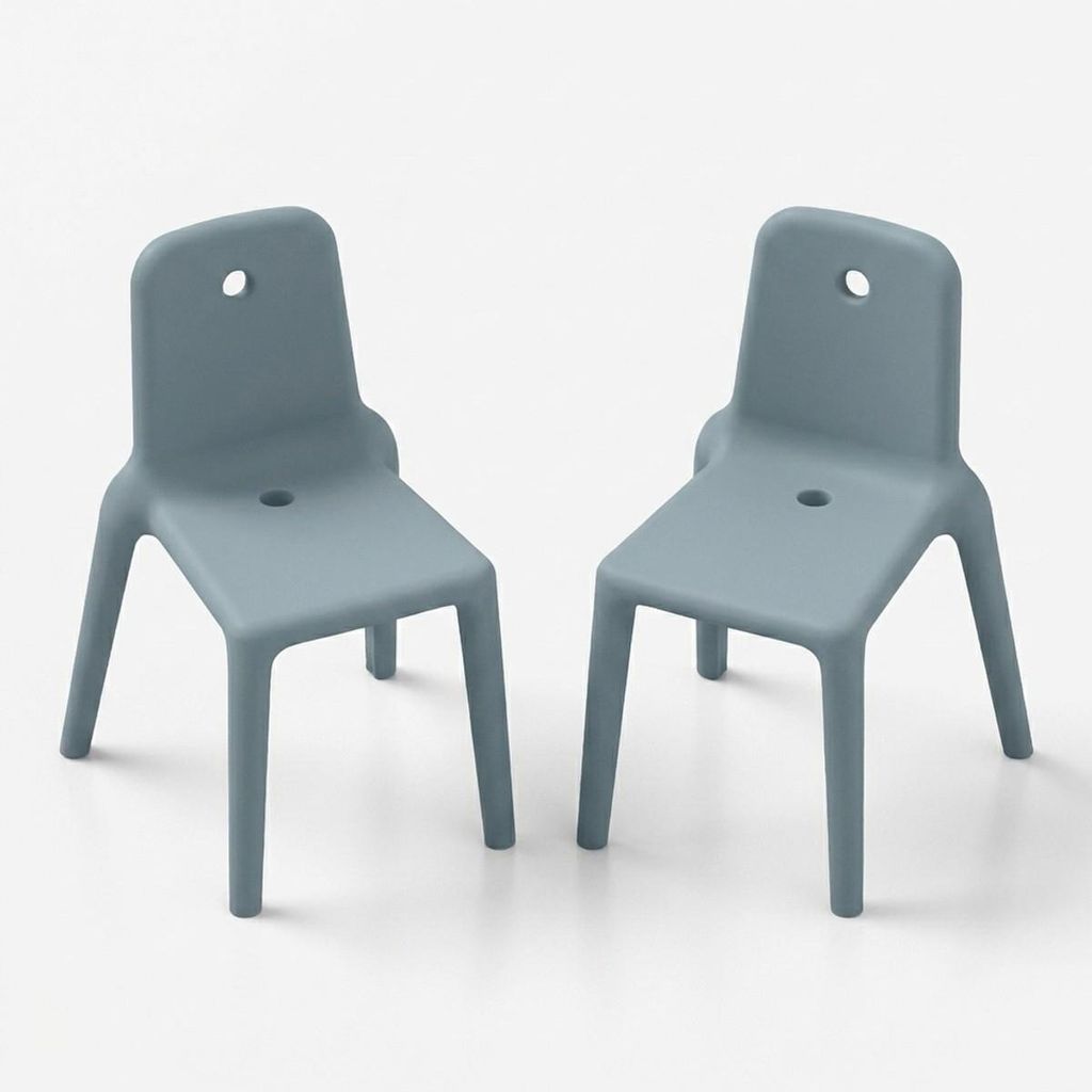 Set aus 2 Design-Stühlen für drinnen und draußen, Polyethylen, Modell Mellow - Blau