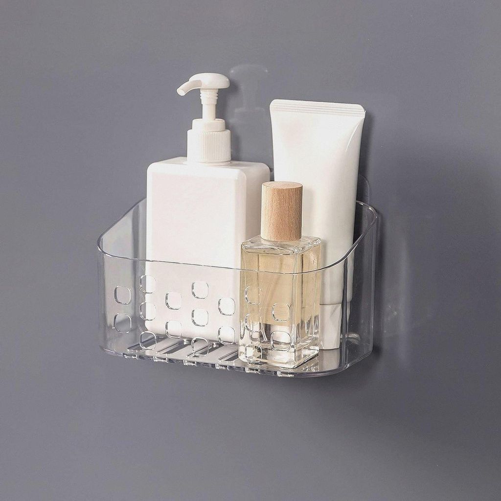 Duschablage,klein Duschkorb,Duschregal ohne Bohren,Badezimmer Organizer an der Wand montiert für Küchen und Badezimmer,Transparent