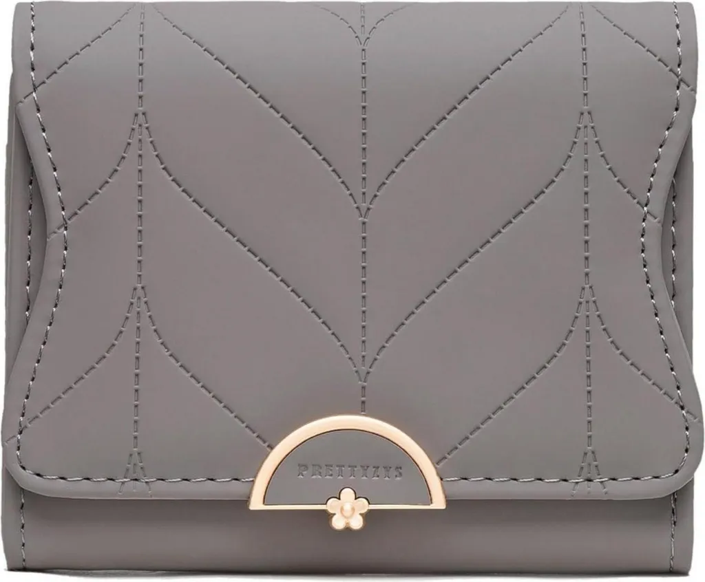 Porte-monnaie femme petit format gris fleuri - Fini la monnaie perdue