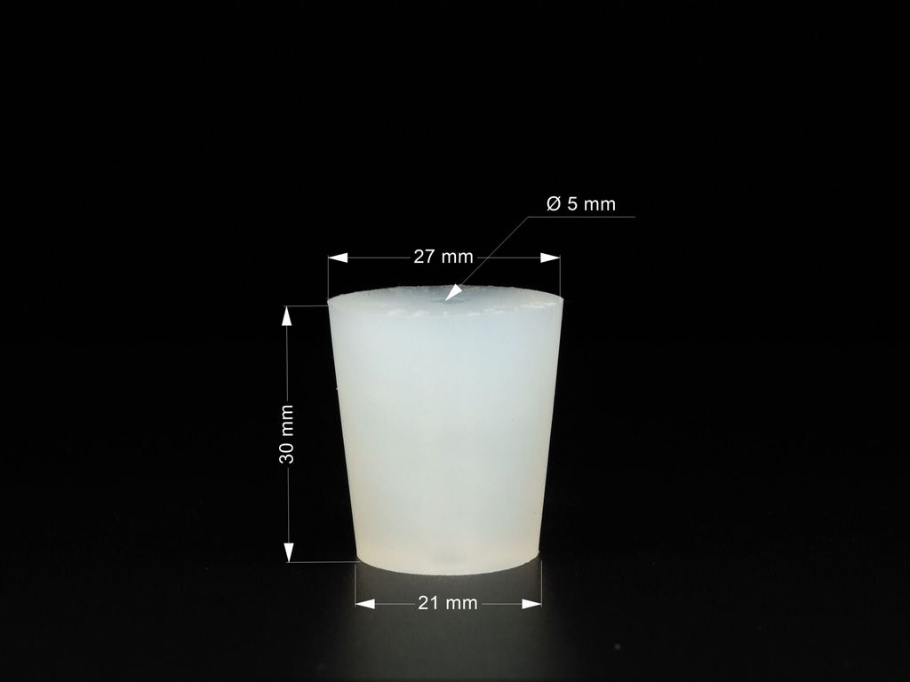 Konische Silikon Stopfen mit Loch 27/21mm - Silikonstopfen Produktbild 