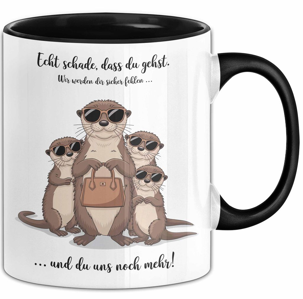 Büroarbeit Kollege Abschied Tasse Geschenk Lustige Geschenkidee Spruch Echt Schade Dass Du Gehst (Schwarz)
