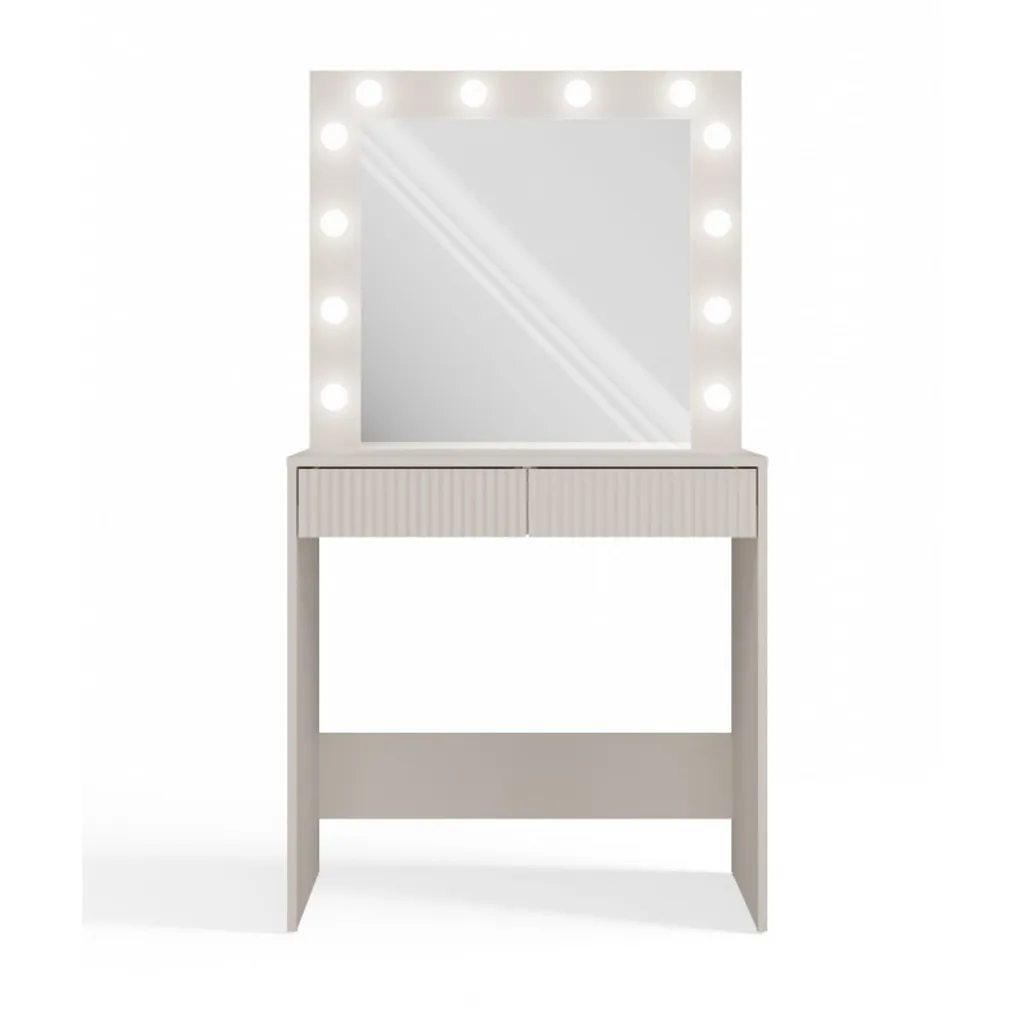 Table de toilette ROMERA cachemire avec miroir et éclairage LED chic