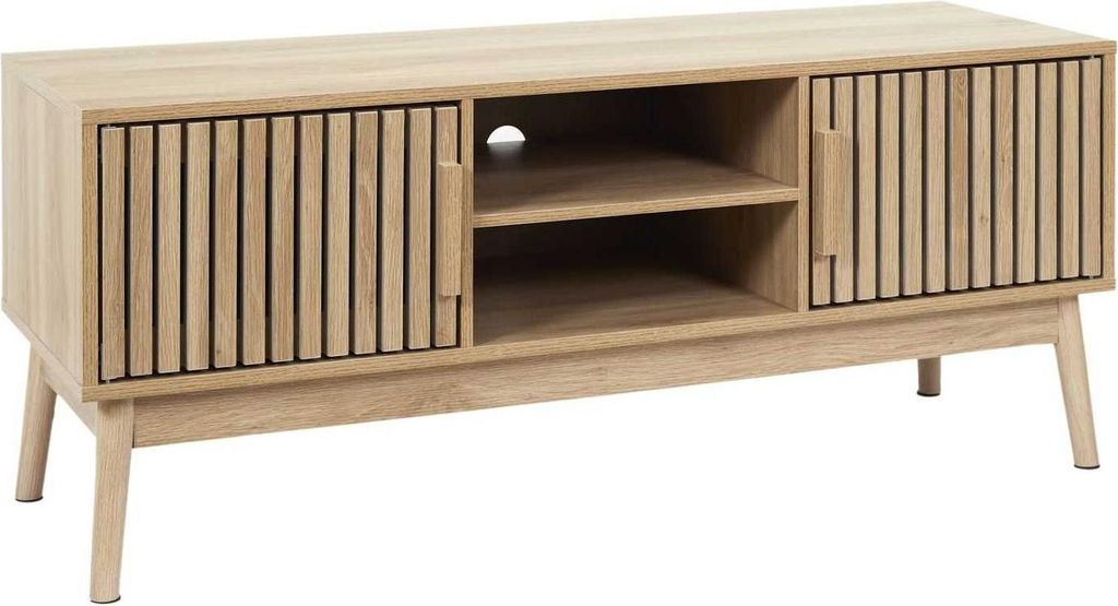 HowHomely Fernsehkommode 117x40x48 cm Fernsehtisch beige TV Schrank