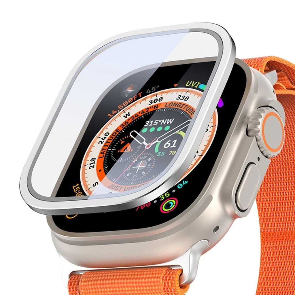 Für Apple Watch Ultra 1 + 2 49mm Aluminiumlegierung Hülle + H9 Schutz Hart Glas