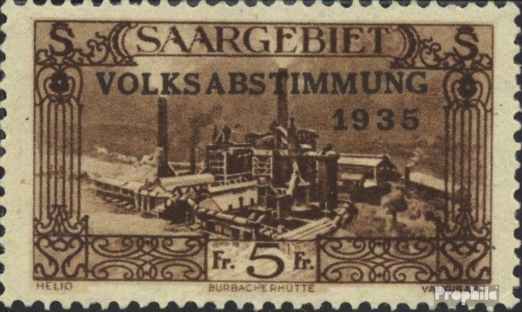 Briefmarken Saarland 1934 Mi 193 mit Falz Volksabstimmung 1935