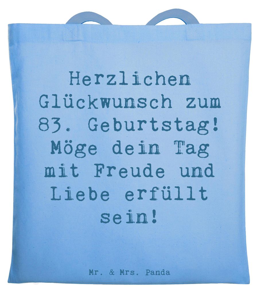 Mr. & Mrs. Panda Tote Bag Spruch 83. Geburtstag - Sky Blue Produktbild 