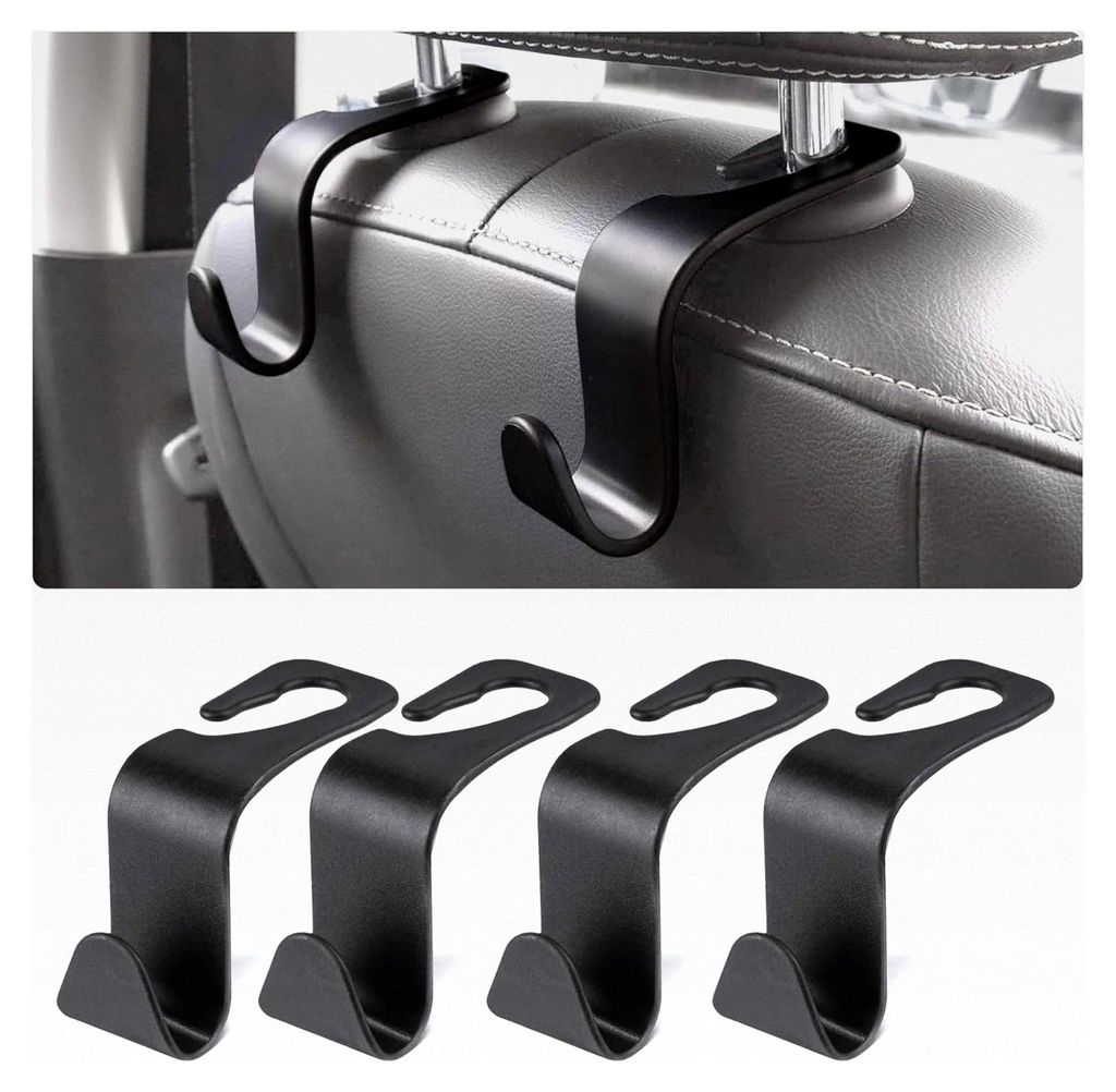Kopfstützenhaken für Autos, 4 Stück, Rücksitz Organizer aus Kunststoff, Autozubehör für Kopfstütze, Kleiderbügel und Handtaschenhalter, Tas...