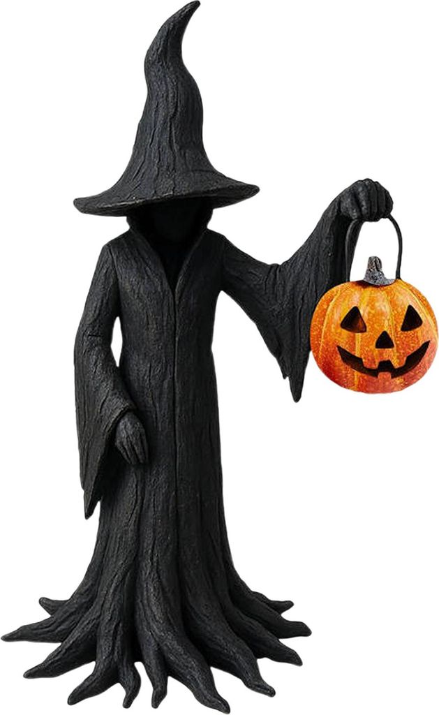 Halloween-Hexenstatue, gotische, bezaubernde Hexenfigur mit Kürbis, Tischdekoration aus Kunstharz für Spukhaus, Heimdekoration