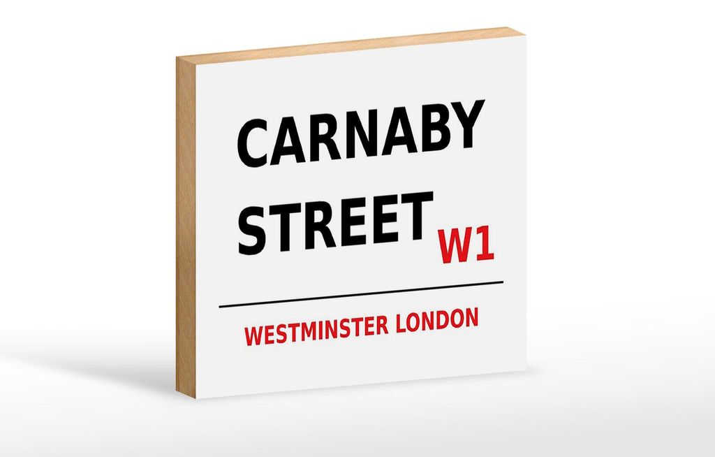 Holzschild London 18x12cm Westminster Carnaby Street W1