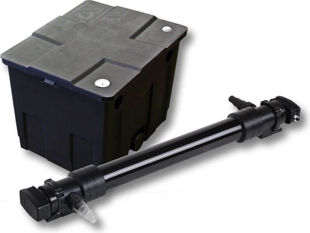 SunSun Komplettset: CBF-350 Teichfilter bis 12000 L Teichfilteranlage als Durchlauffilter, CUV-672 Teichklärer UVC Klärer mit 72 Watt UV-C Leistung