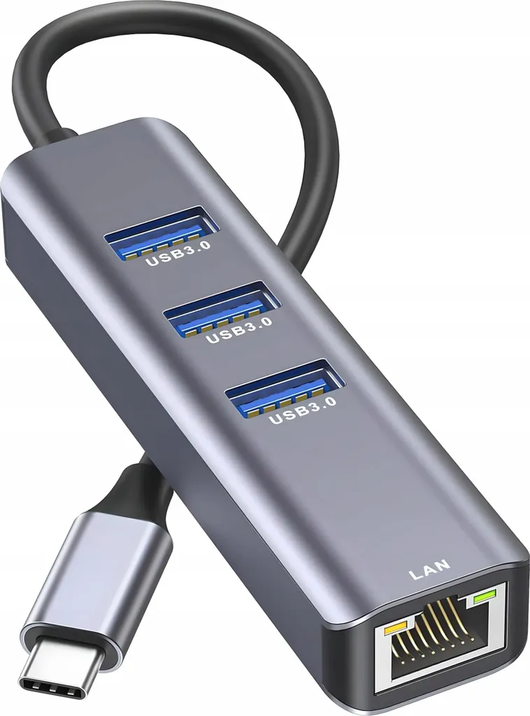 Adattatore Multiporta USB-C con Ethernet RJ45 Gigabit e Hub 3x USB 3.0