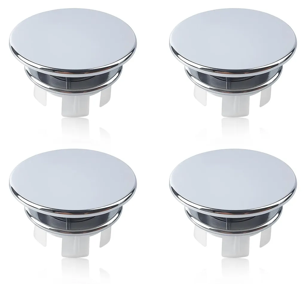 Anneaux de trop-plein pour lavabo - Lot de 4 rosaces de finition chrome