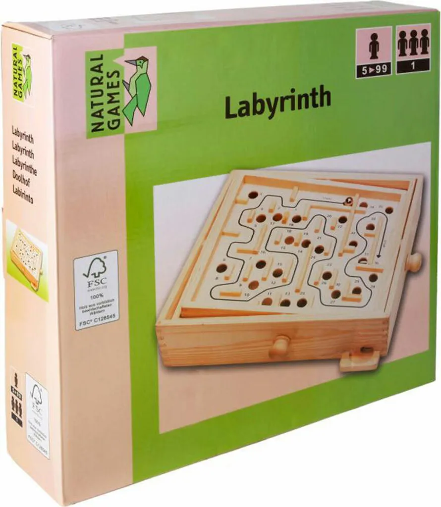 Labyrinthe à billes en bois naturel - Plateau de jeu d'équilibre 30cm