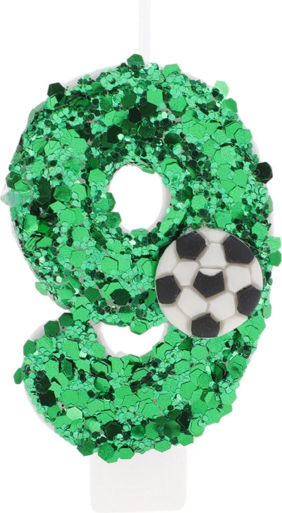 Geburtstagskerzen Nummer 9, Fußball-Geburtstagskerzen, Tortenaufsatz Dekoration Kuchendekoration, Geburtstagskerzen für Geburtstagsdekoration, Grün