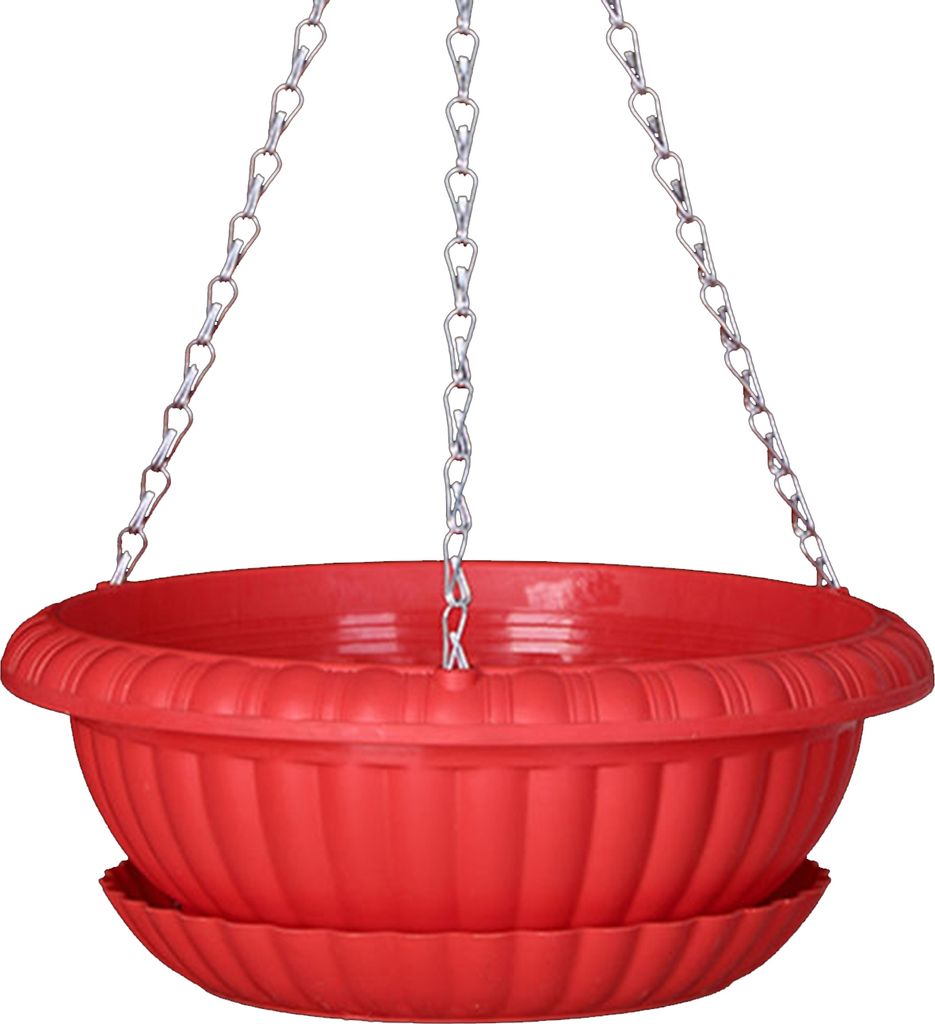 atmungsaktives hängendes Blumentopf dreieckige Design Plastik glatte Oberfläche Pflanzentopf Terrasse Dekor Dekor-Rot
