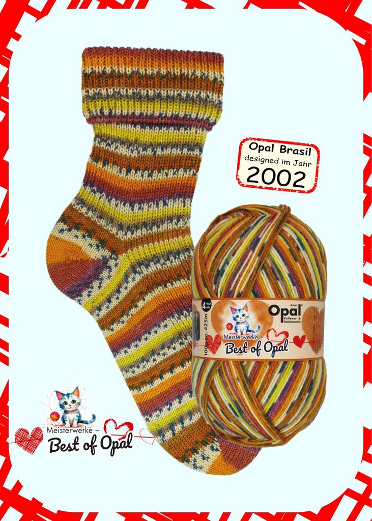 Opal Sockengarn - Meisterwerke Best of Opal - 4-fach Farbe: 5003 Brasil