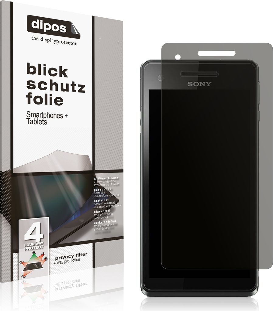 Blickschutzfolie für Sony Xperia V matt Schutzfolie Folie Display Schutz dipos