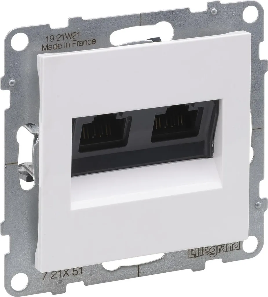 Prise Double RJ45 Cat 5E UTP Legrand Suno Blanc - Réf 2XRJ45 Legrand
