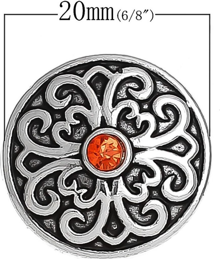 1 Wechsel - Chunks / Click Buttons 'orange Flower' - antiksilber,Knauf ca. 5,5mm