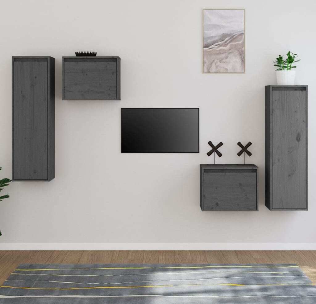 Maison Exclusive - TV-Schränke 4 Stk. Grau Massivholz Kiefer