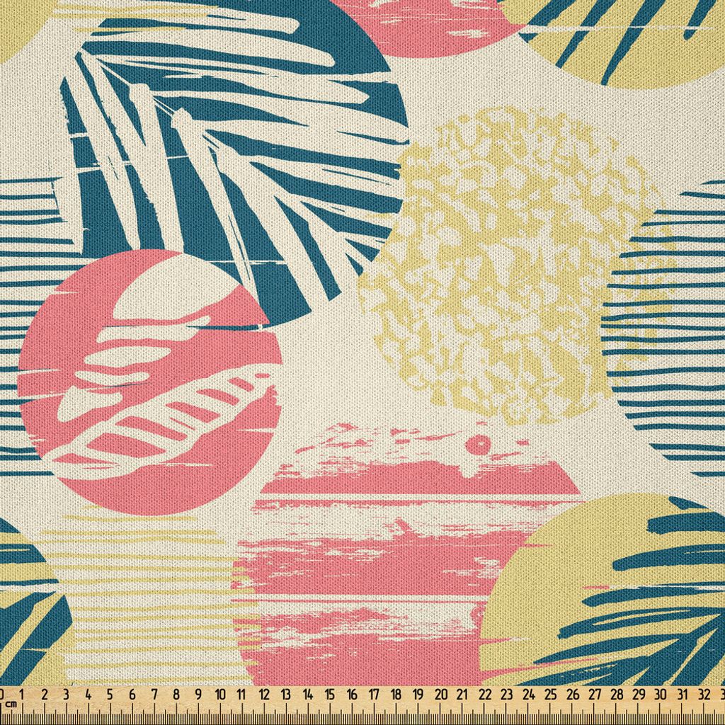 ABAKUHAUS Palme Microfaser Stoff als Meterware , Exotische Blätter mit Grunge-Display und großen Flecken Brasilien Madagaskar, 5 M (230 x 500 cm)...