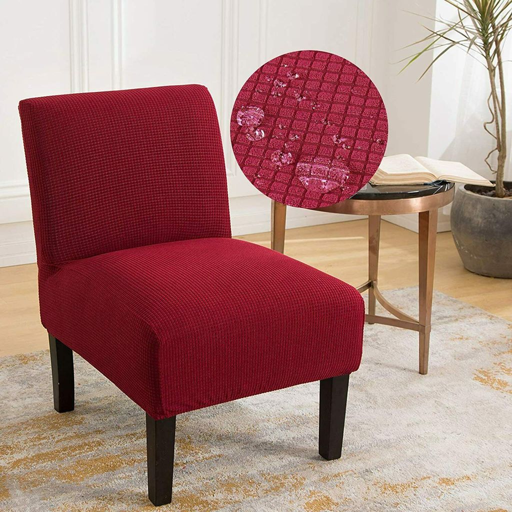 Stretch Sesselbezug ohne Armlehne, wasserabweisend Jacquard Stuhlhussen Abnehmbarer Waschbare Sessel Überwürfe, Akzent-Stuhlabdeckung,Rot