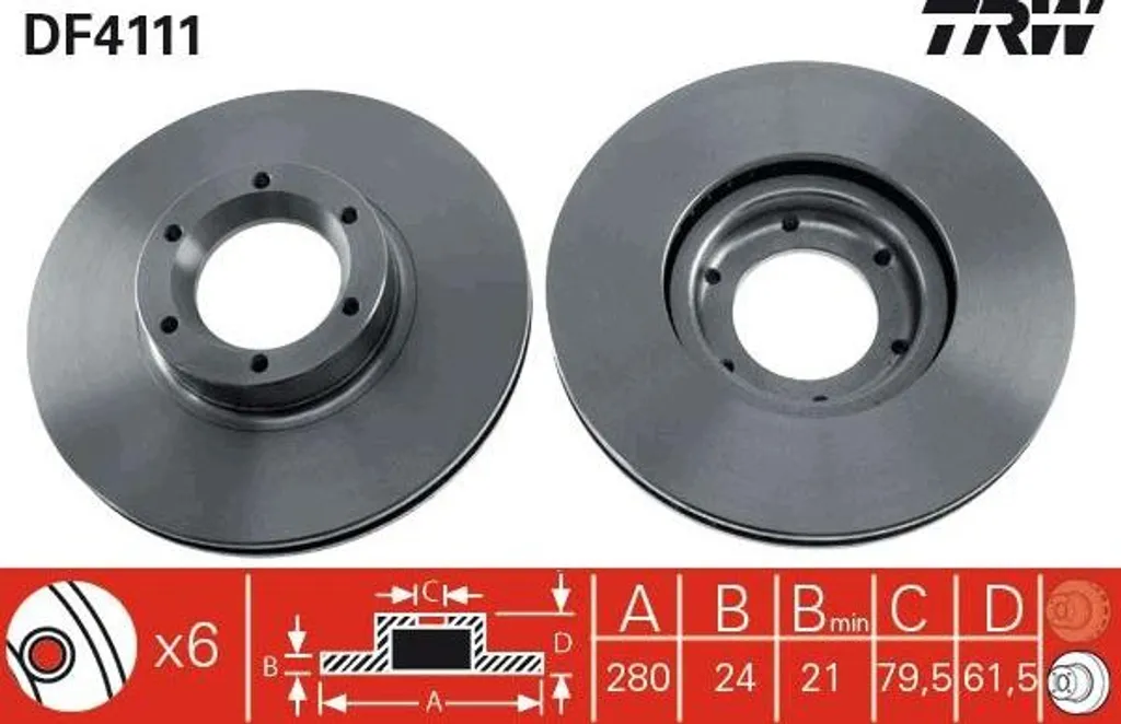 Disque de frein TRW DF4111 OE 4500098 pour Renault Master et Movano