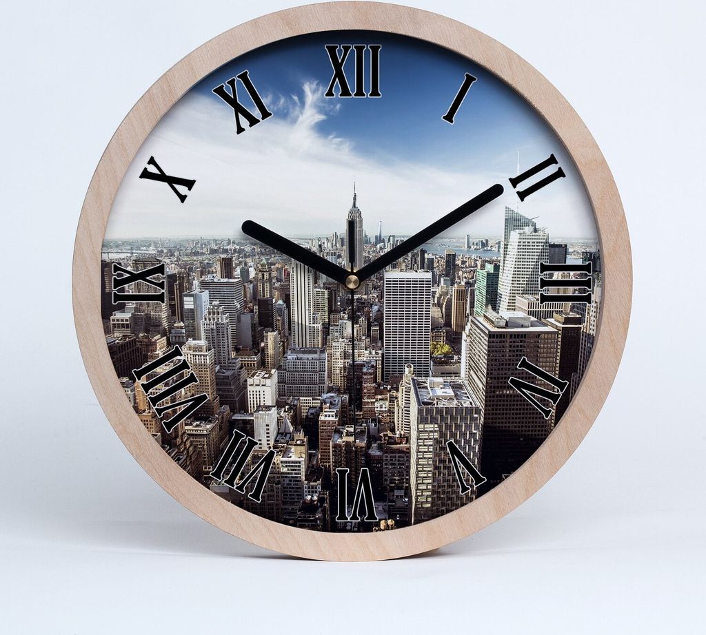 Holzuhr 25fi cm wanduhr - schwarze Spitzen - New York