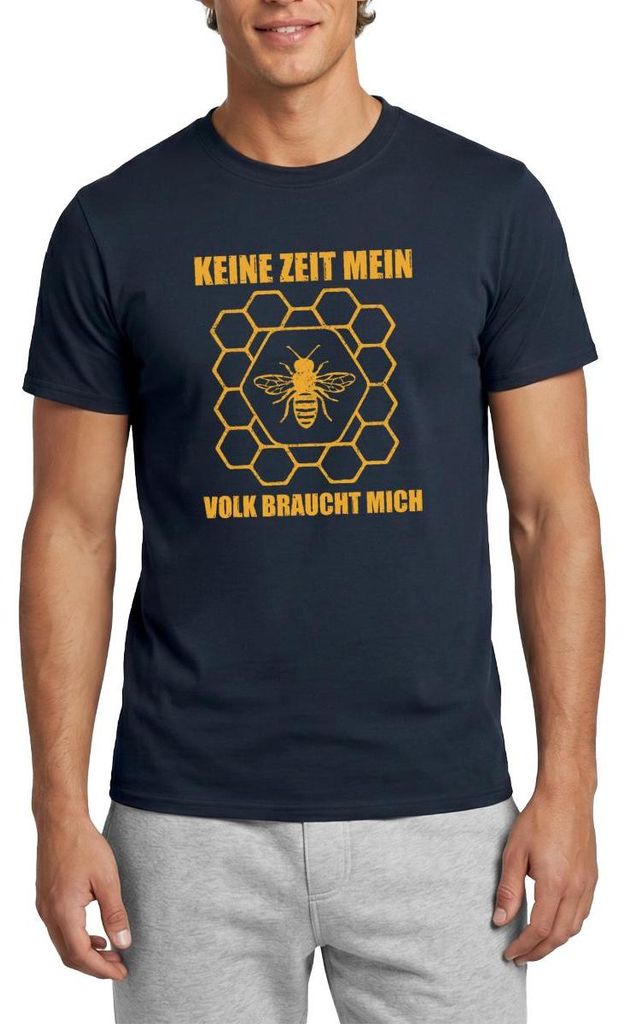 Spreadshirt Hobbyimker Imker Keine Zeit Mein Bienenvolk Braucht Mich Männer T-Shirt, 3XL, Navy