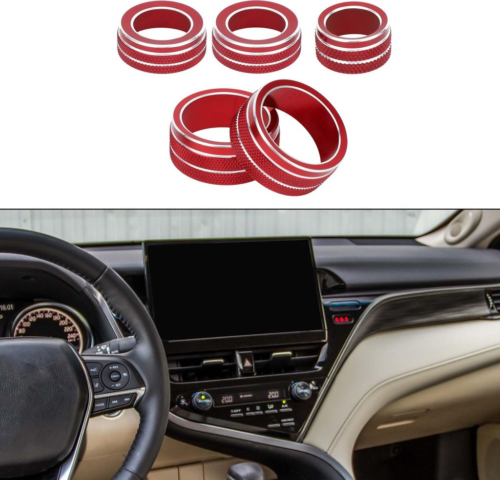 AC Media Radio Volume Tune Mirror Control Switch Knob Cover Ring für Toyota Camry 2021-2023 / Innenraum-Aufkleber / Stilvolles Aluminiumlegierung ...
