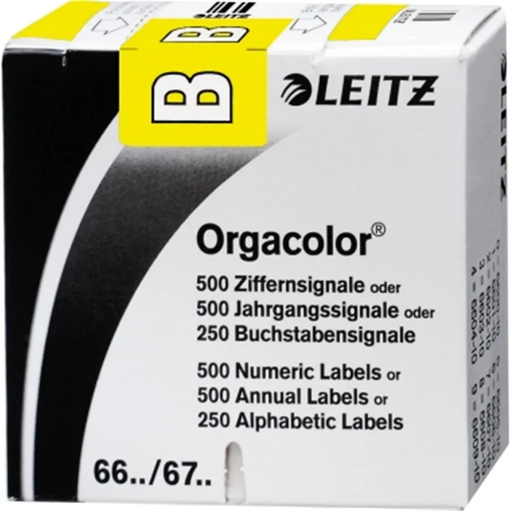 Leitz Lettres de Signalisation Orgacolor B Rouleau Jaune pour Classement