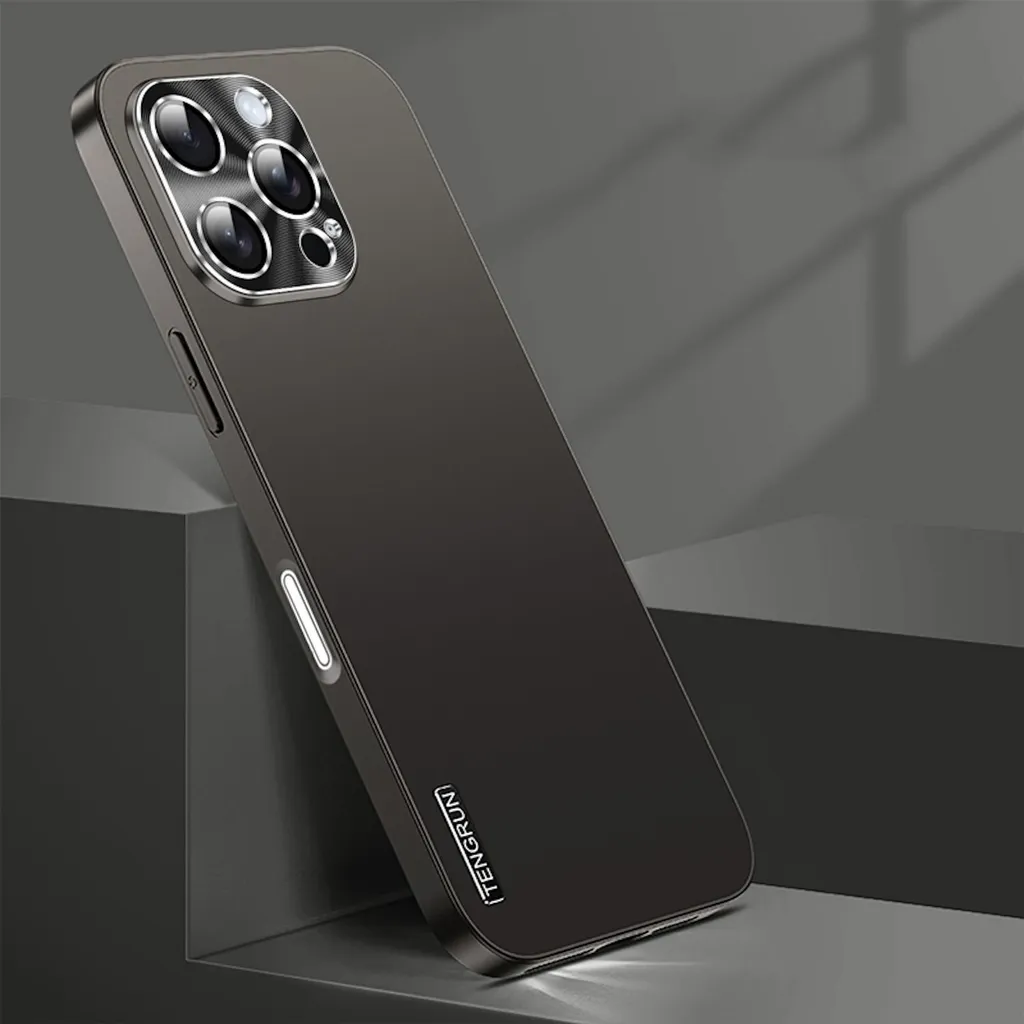 Per Apple iPhone 16 Pro Custodia per cellulare in metallo con finitura opaca raffinata, colore nero
