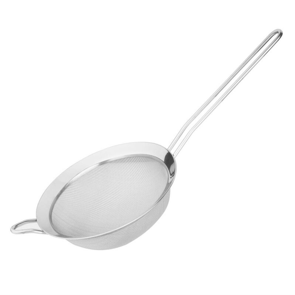 Vogue Edelstahl Küchensieb, 18 cm Durchmesser, mit langem Griff und Hakendesign