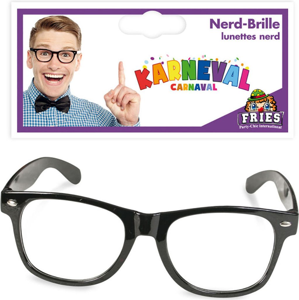 Brille Nerd Schwarz Karneval Fasching Party Halloween Produktbild 