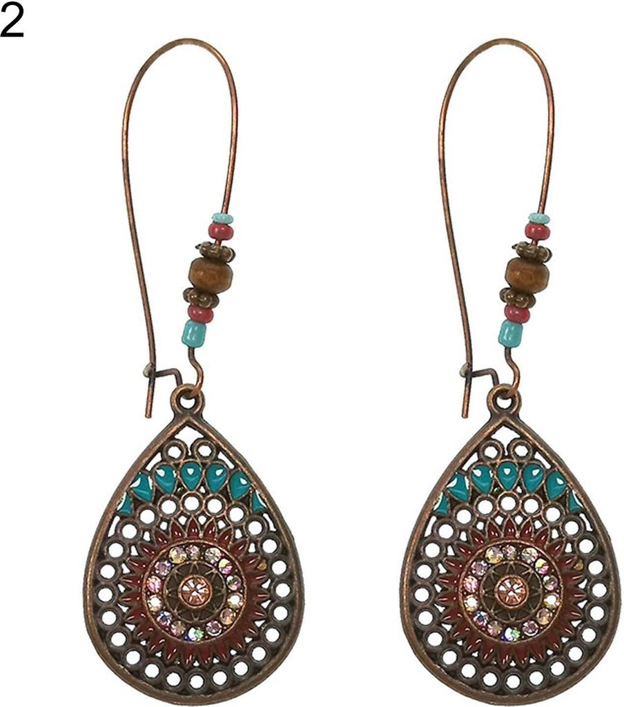 1 Paar Ohrschmuck, Wasserfallform, böhmischer Stil, ultraleicht, lange hängende Vintage-Tropfenohrringe für Damen-2