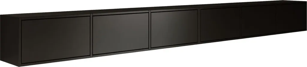 Meuble TV suspendu Selsey Framme Noir 300 cm à 6 volets pour salon