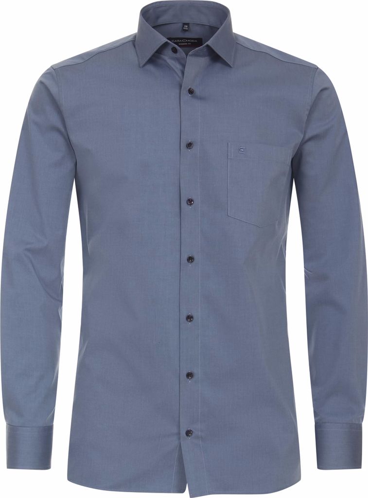 CASAMODA Herren Businesshemd Langarm Kent Modern-Fit Blau 44