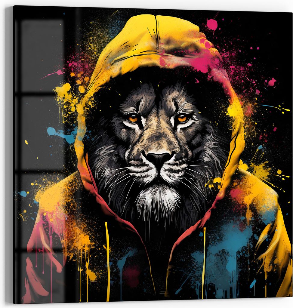 DEQOART Glasbild Echtglas 30x30 cm 'Wilder Streetlook' Wandbild Bild modern Deko