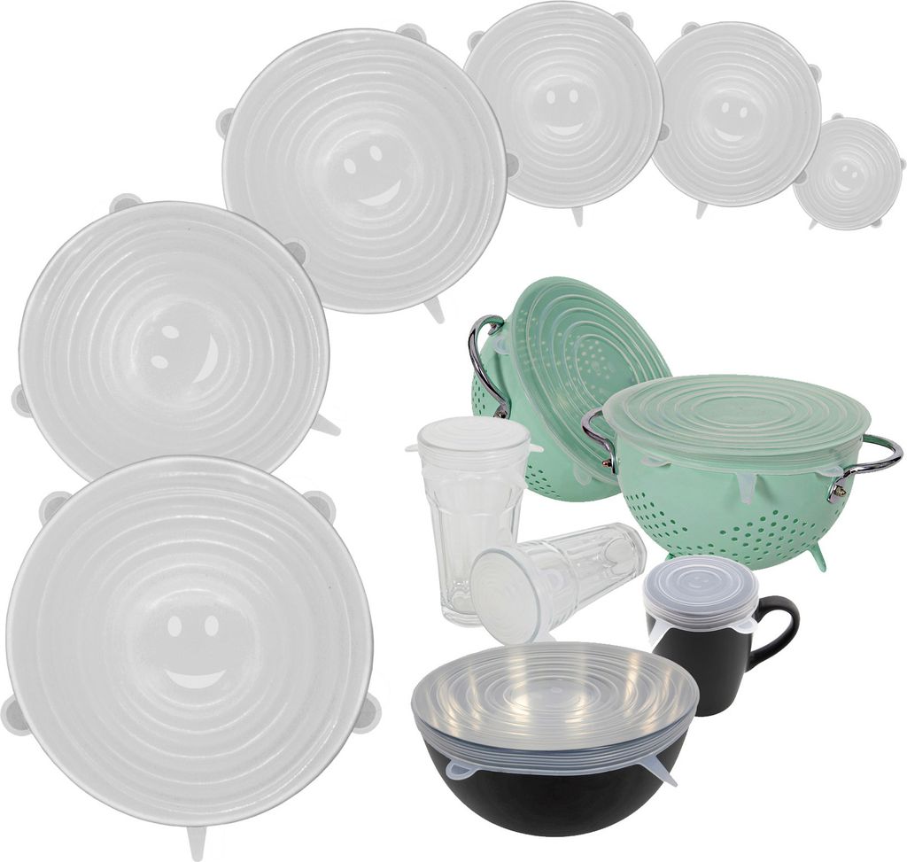 6er Set Universal Silikondeckel rund - 6,5 cm bis 20,5 cm - Produktbild 1