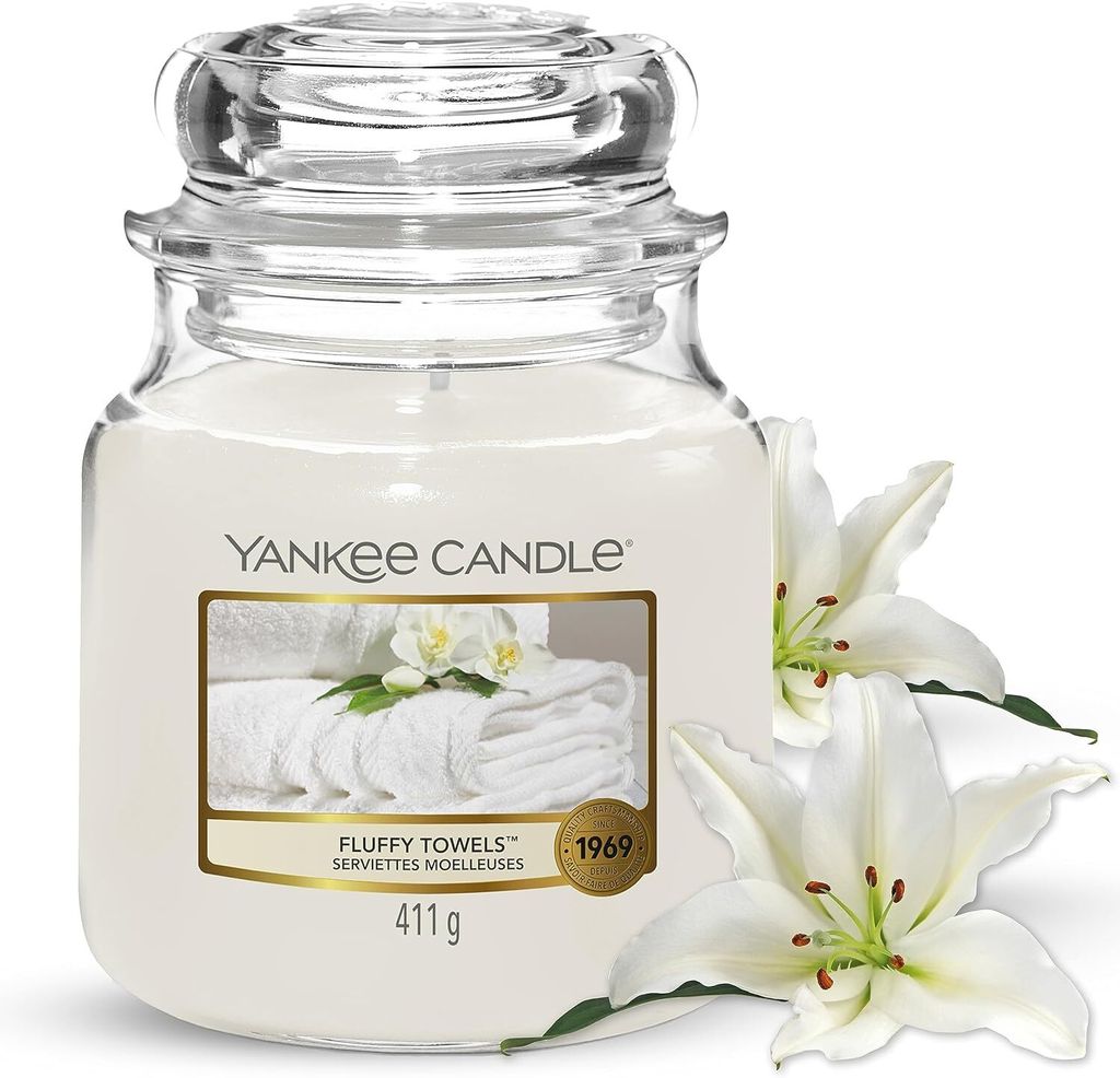 Yankee Candle Duftkerze Fluffy Towels Classic Medium Jar 411g